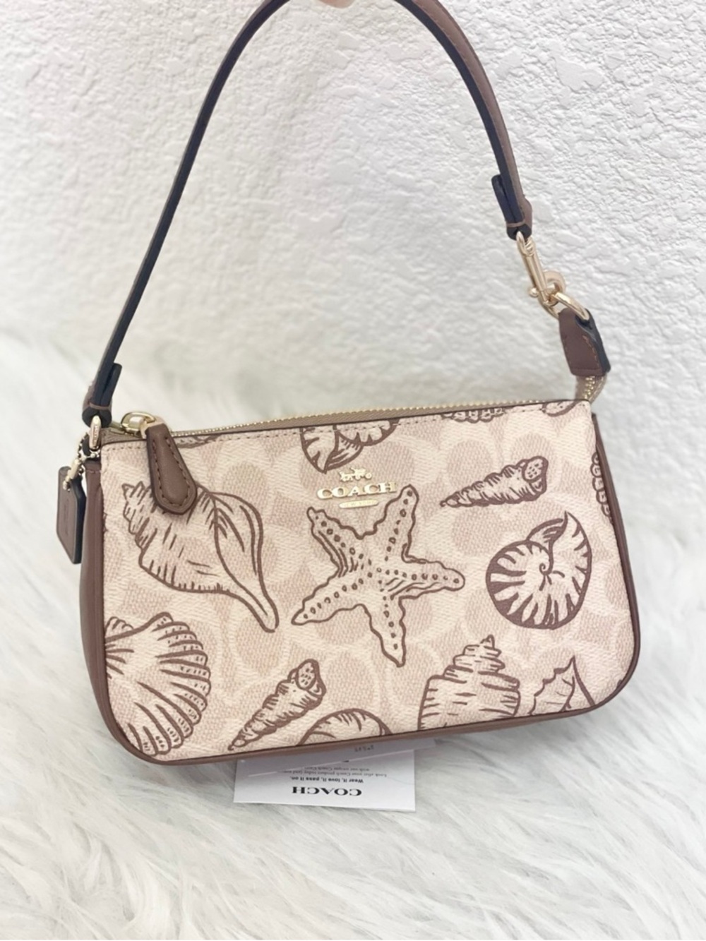 NWT Coach Nolita 19 With Shell Print Signature Canvas CBK79 Gold/Sand Multi
